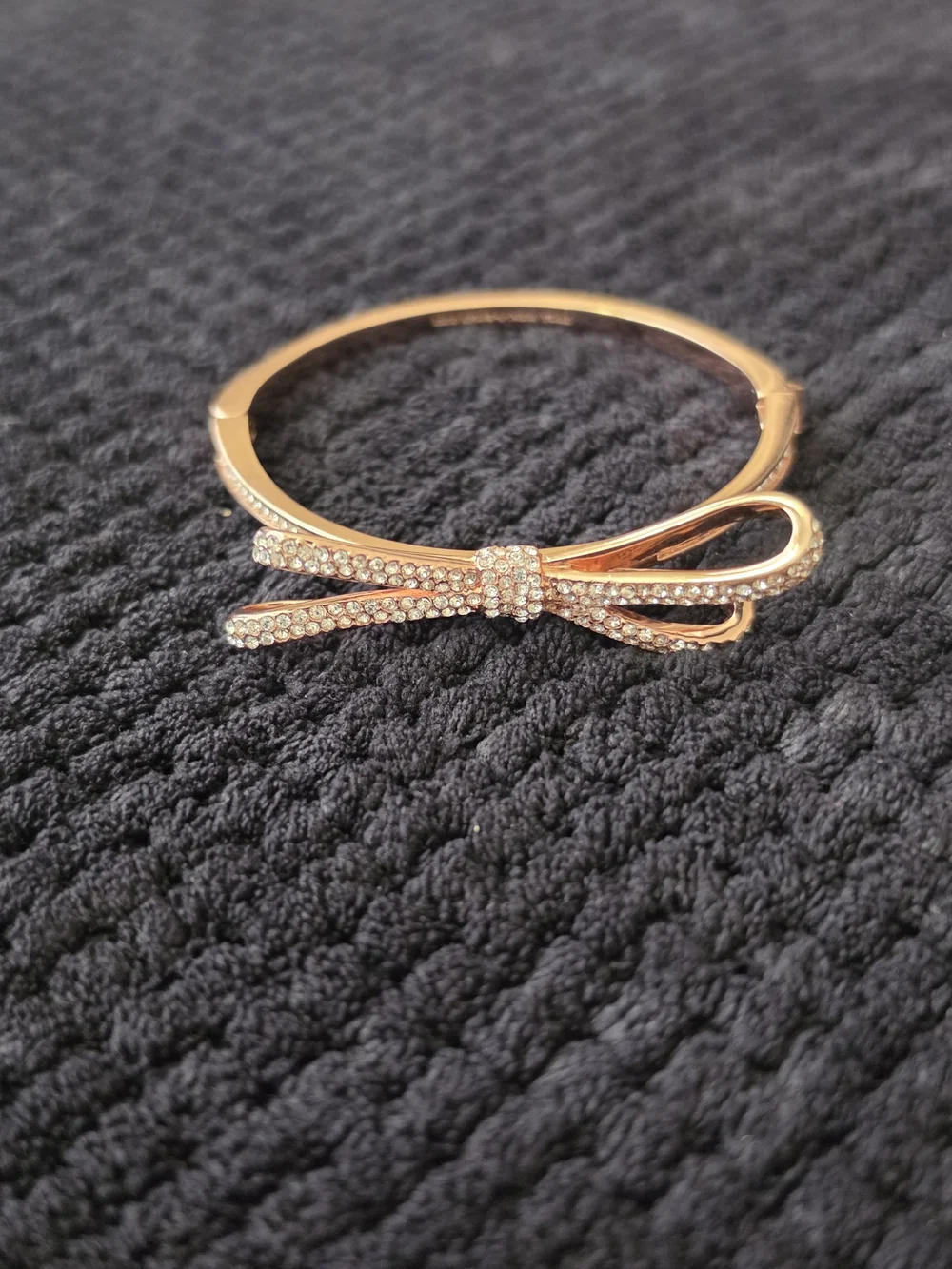 KATE SPADE ROSE GOLD TONE Rhinestone Bangle 6 3/4